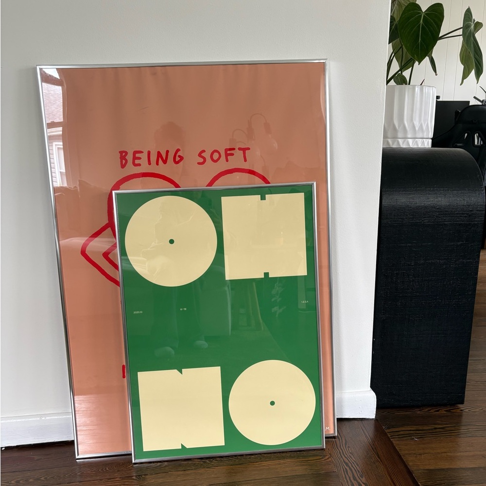 Contemporary Art Poster Set - Red, Green, and Cream